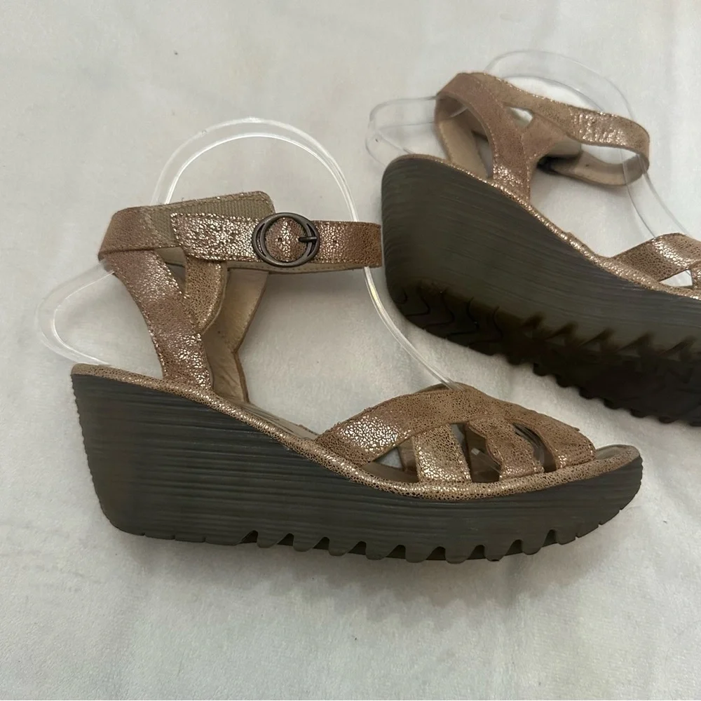 Fly London Women's Fly Ankle Strap Wedge Sandals Size 38